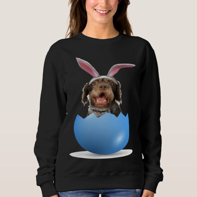 German Wirehaired Pointer Dog Easter Bunny Egg Hun Sweatshirt (Vorderseite)
