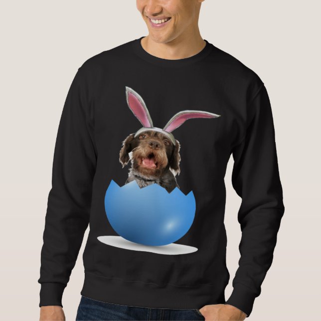 German Wirehaired Pointer Dog Easter Bunny Egg Hun Sweatshirt (Vorderseite)
