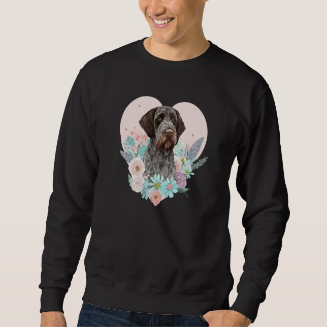 German Wirehaired Pointer Mom Valentines Day Flora Sweatshirt (Vorderseite)