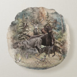 German Wirehaired Pointer Rundes Kissen