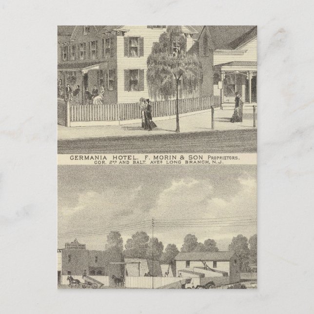 Germania Hotel, Long Branch und Hughes Brothers Postkarte (Vorderseite)