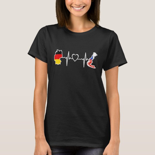 Germany Chili Flag German Chilean Heartbeat T-Shirt (Vorderseite)