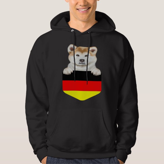 Germany Flag Akita Dog In Pocket Hoodie (Vorderseite)