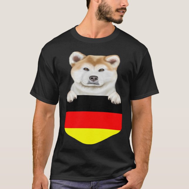 Germany Flag Akita Dog In Pocket T-Shirt (Vorderseite)