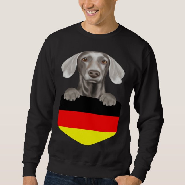 Germany Flag Weimaraner Dog In Pocket Sweatshirt (Vorderseite)