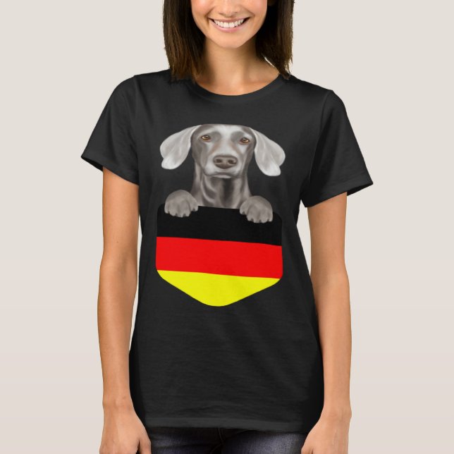 Germany Flag Weimaraner Dog In Pocket T-Shirt (Vorderseite)