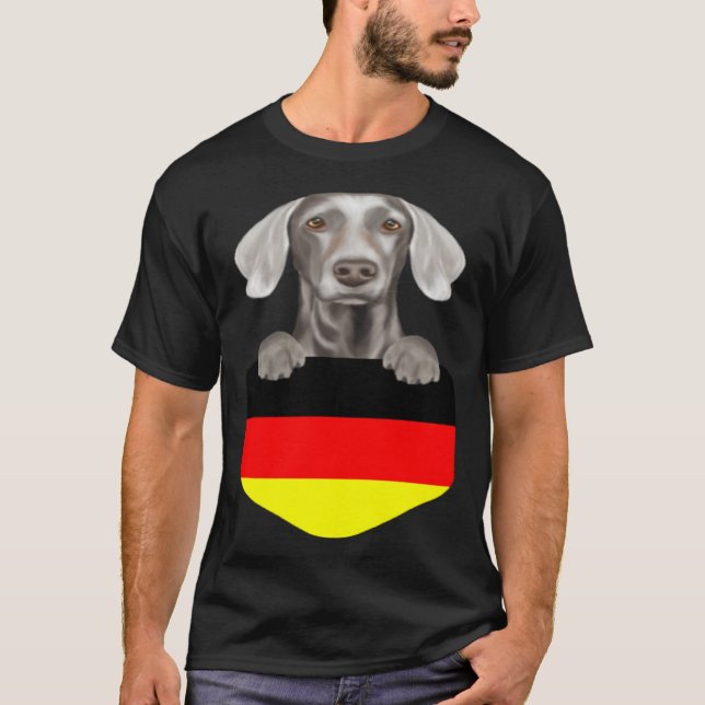 Germany Flag Weimaraner Dog In Pocket T-Shirt (Vorderseite)