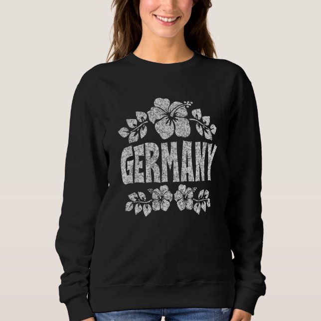 Germany Flowers Distressed White Print Sweatshirt (Vorderseite)