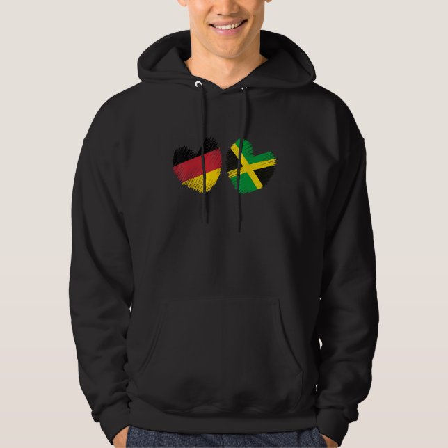 Germany Jamaica Heart German Flag Jamaican Flag Gr Hoodie (Vorderseite)