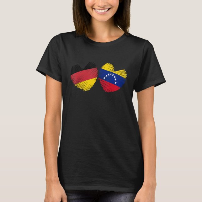Germany Venezuela Heart German Flag Venezuelan Fla T-Shirt (Vorderseite)