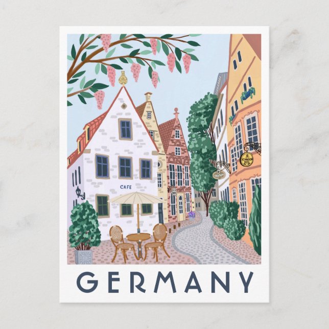 Germany Village Illustrated Travel Postcard  Postkarte (Vorderseite)