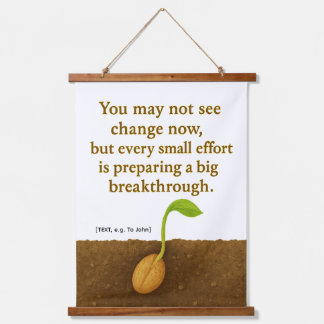 Germinating Seed Motivational Tapestry - ADD TEXT Wandteppich Mit Holzrahmen