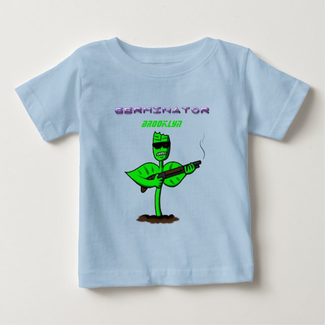 Germinator Cyborg Pflanze lustiger Cartoon Baby T-shirt (Vorderseite)