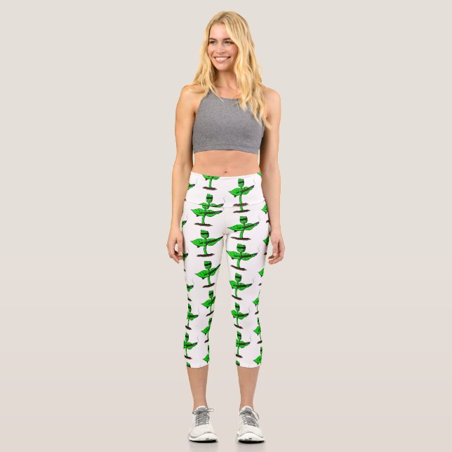 Germinator Cyborg Pflanze lustiger Cartoon Capri Leggings (Vorderseite)