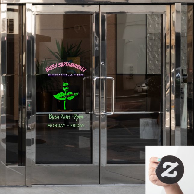 Germinator Cyborg Pflanze lustiger Cartoon Fensteraufkleber (Büro Tür)