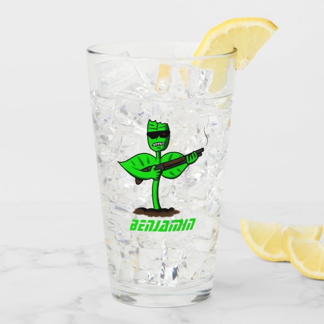 Germinator Cyborg Pflanze lustiger Cartoon Glas (Rückseite Ice)