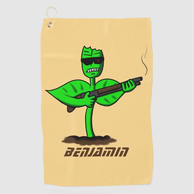 Germinator Cyborg Pflanze lustiger Cartoon Golfhandtuch (Vorderseite)