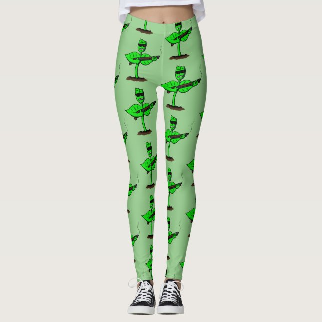 Germinator Cyborg Pflanze lustiger Cartoon Leggings (Vorderseite)