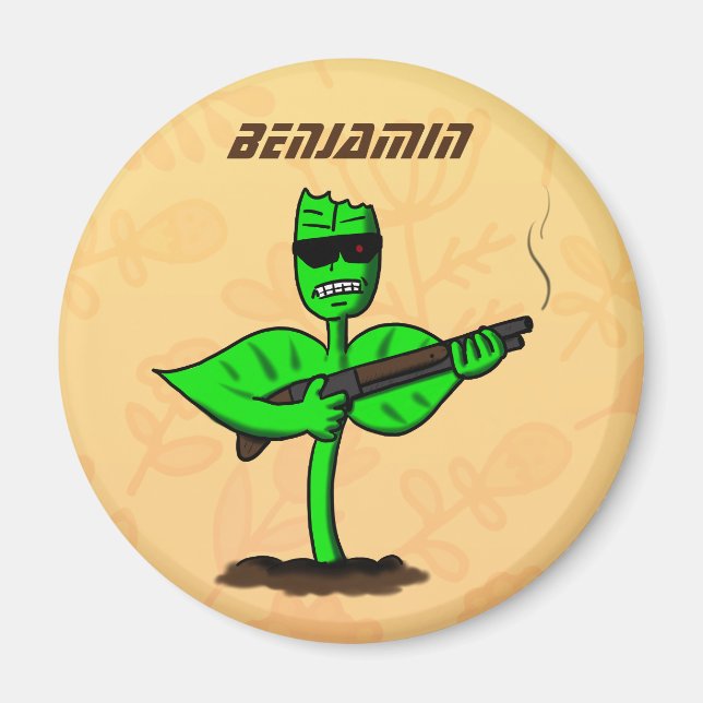 Germinator Cyborg Pflanze lustiger Cartoon Magnet (Vorne)