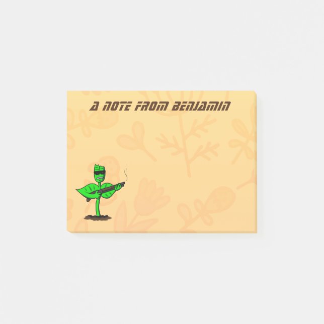 Germinator Cyborg Pflanze lustiger Cartoon Post-it Klebezettel (Vorderseite)