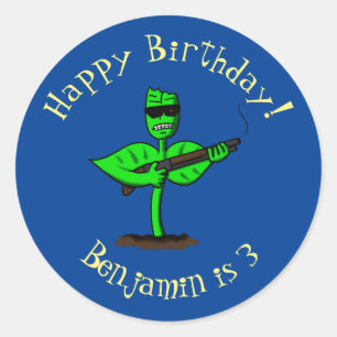 Germinator Cyborg Pflanze lustiger Cartoon Runder Aufkleber