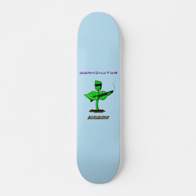Germinator Cyborg Pflanze lustiger Cartoon Skateboard (Vorne)