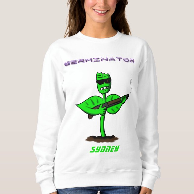 Germinator Cyborg Pflanze lustiger Cartoon Sweatshirt (Vorderseite)