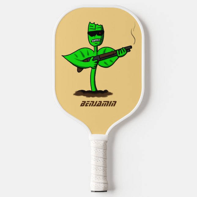 Germinator cyborg plant funny cartoon pickleball schläger (Vorderseite)