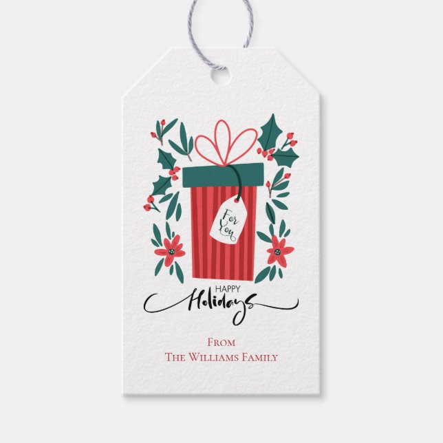 Gerne Weihnachtsgeschenk und Blume Geschenkanhänger (Vorderseite)