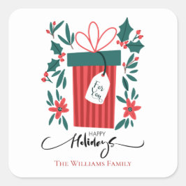 Gerne Weihnachtsgeschenk und Blume Quadratischer Aufkleber
