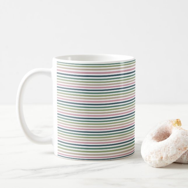 Geröllte Eleganz - sehr gestreift Kaffeetasse (Mit Donut)