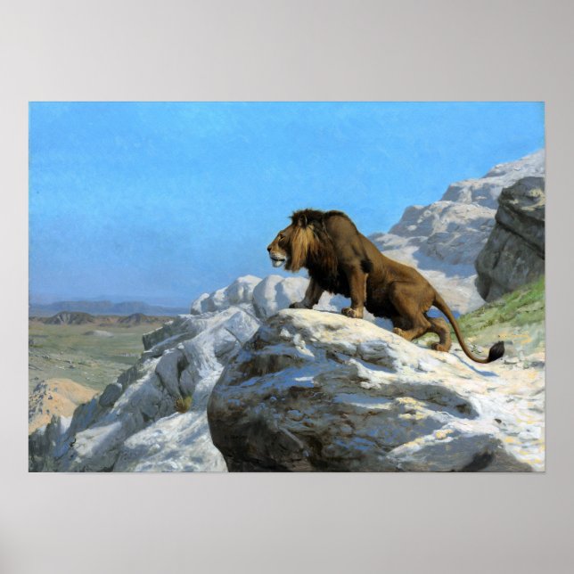 Gérôme - Lion on Watch Poster (Vorne)