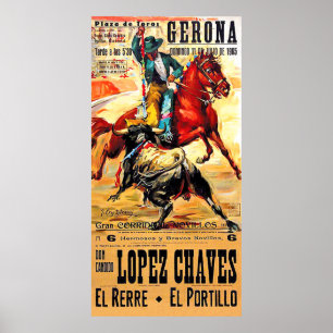 Gerona Bullfight, Spanien, Corrida, Vintage Poster
