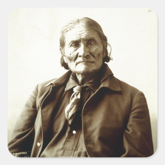 Geronimo (Guiyatle) Apache Native Amerikanische Ur Quadratischer Aufkleber (Vorderseite)