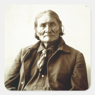 Geronimo (Guiyatle) Apache Native Amerikanische Ur Quadratischer Aufkleber