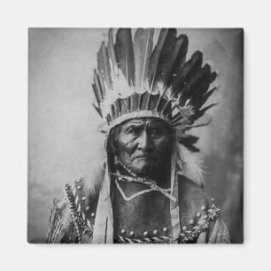 Geronimo im Kopfschmuck Vintage Indianer Magnet