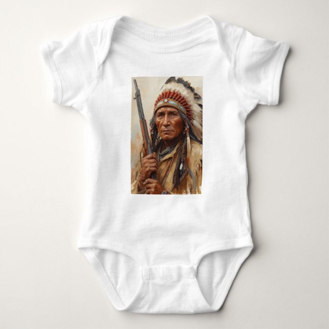 Geronimo Indian Chief Warrior Portrait Baby Strampler (Vorderseite)