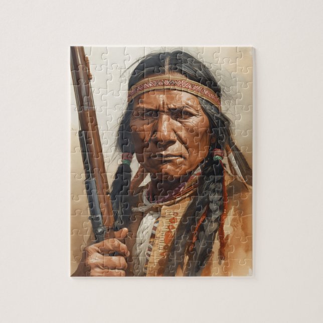 Geronimo Indian Chief Warrior Portrait Puzzle (Vertikal)