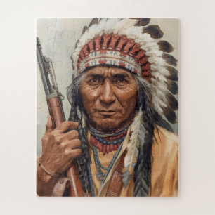 Geronimo Indianerhäuptling Kriegerporträt Puzzle