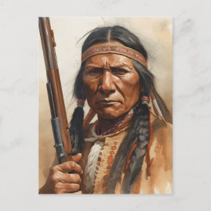 Geronimo Indianischer Häuptling Krieger Portrait Feiertagspostkarte