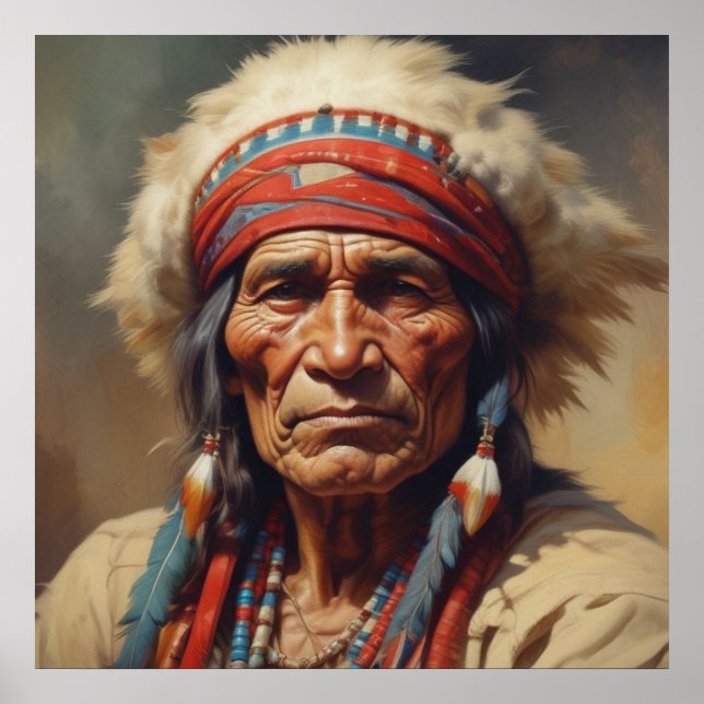 Geronimo Indianischer Häuptling Krieger Portrait Poster (Vorne)
