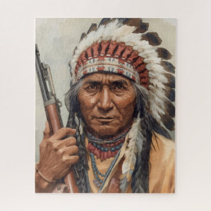 Geronimo Indianischer Häuptling Krieger Portrait Puzzle