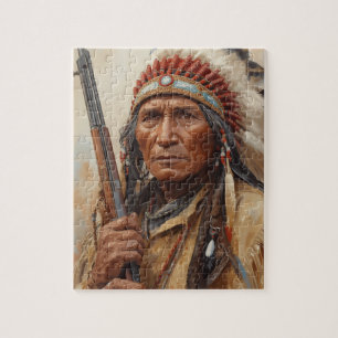 Geronimo Indianischer Häuptling Krieger Portrait Puzzle