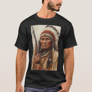 Geronimo Indianischer Häuptling Krieger Portrait T-Shirt