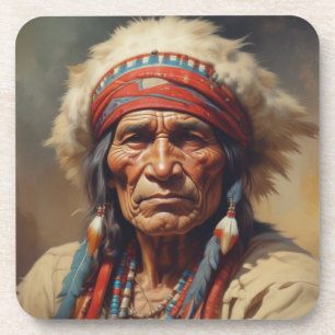 Geronimo Indischer Chefkrieger Portrait Getränkeuntersetzer