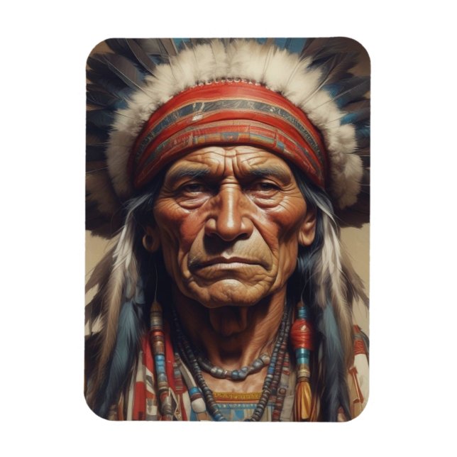 Geronimo Indischer Chefkrieger Portrait Magnet (Vertikal)