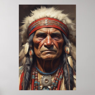 Geronimo Indischer Chefkrieger Portrait Poster