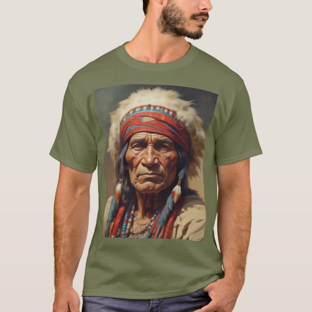 Geronimo Indischer Chefkrieger Portrait T-Shirt (Vorderseite)