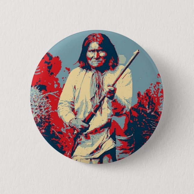 Geronimo Pop Art - Apache Indian Warrior Chief Button (Vorderseite)