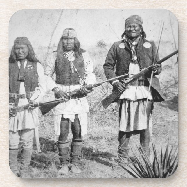 Geronimo und drei seiner Apache-Krieger, 1886 (b Getränkeuntersetzer (Vorderseite)